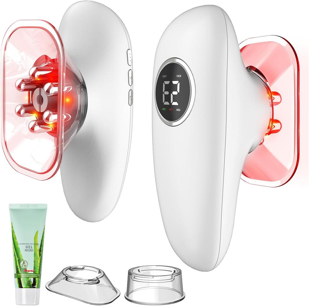 CENXIGO 4 in 1 Body Sculpting Machine-Lymphatic Drainage Massager with 4 Adjustable Functions:Heating,Cupping,Red Light & Massage for Belly, Waist, Arms, Legs and Face (Pearl White)