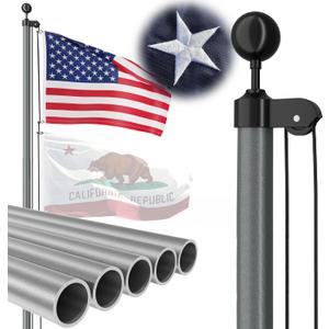 Heavy Duty 25 FT Flag Pole, Unbending 100MPH Wind Resistance, 95HBW Hard Aerospace Aluminum, In-Ground Flagpole Kit for Outside House