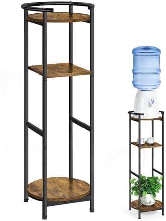 5 Gallon Water Dispenser Jug Stand 3-Tier Drink Beverage Dispenser Holder with Storage Shelf, 36.5'' Tall Water Stand for 1-5 Gallon Water Bottles/Crocks, Water Jug, Plants, Rustic Brown & Black