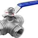 Beduan 3 Way Ball Valve Stainless Steel 304 T Mounting Pad Female Type for Water Oil Fuel and Gas with Vinyl Locking Handle (1 Inch NPT)