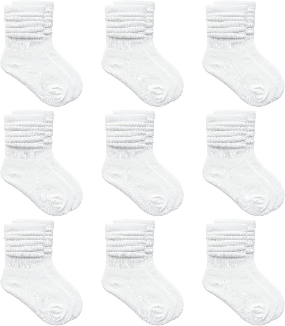 MINI PANDA Toddler Socks - Long Crew Socks for Girls 4-8 Years, 9 Pairs (1-3T)