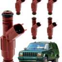 Fuel Injectors (6 PCS), 12 Holes, 4.0 3.9 3.8 3.7 3.0 L, Compatible with 1999-2007 Jeep Grand Cherokee/Laredo/Liberty/Wrangler, Ford Mustang/Focus/Escape, Dodge Dakota/Ram 1500, OE#0280156161, 63844