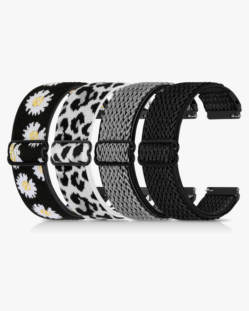 4 Pack 22mm Elastic Bands Compatible with Garmin Venu 3/2, Vivoactive 4 (45mm), Garmin Forerunner 570 (47mm)/255/265, Amazfit GTR 4/3/2, Smartwatch Band for Amazfit Bip 6/5, Amazfit Balance