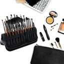 Makeup Brush Holder Waterproof Portable Makeup Brush Organizer Travel Case Stand Up Cosmetic Brush Storage Bag Handheld Makeup Bag for Travel (1 Pcs)