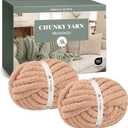Jumbo Chenille Chunky Yarn for Crocheting - Super Bulky Fluffy Chunky Yarn for Hand Knitting - Extra Thick Soft Blanket Big Yarn 2 Jumbo Pack (27yds,8 oz Each Skein) (Blush Brown)