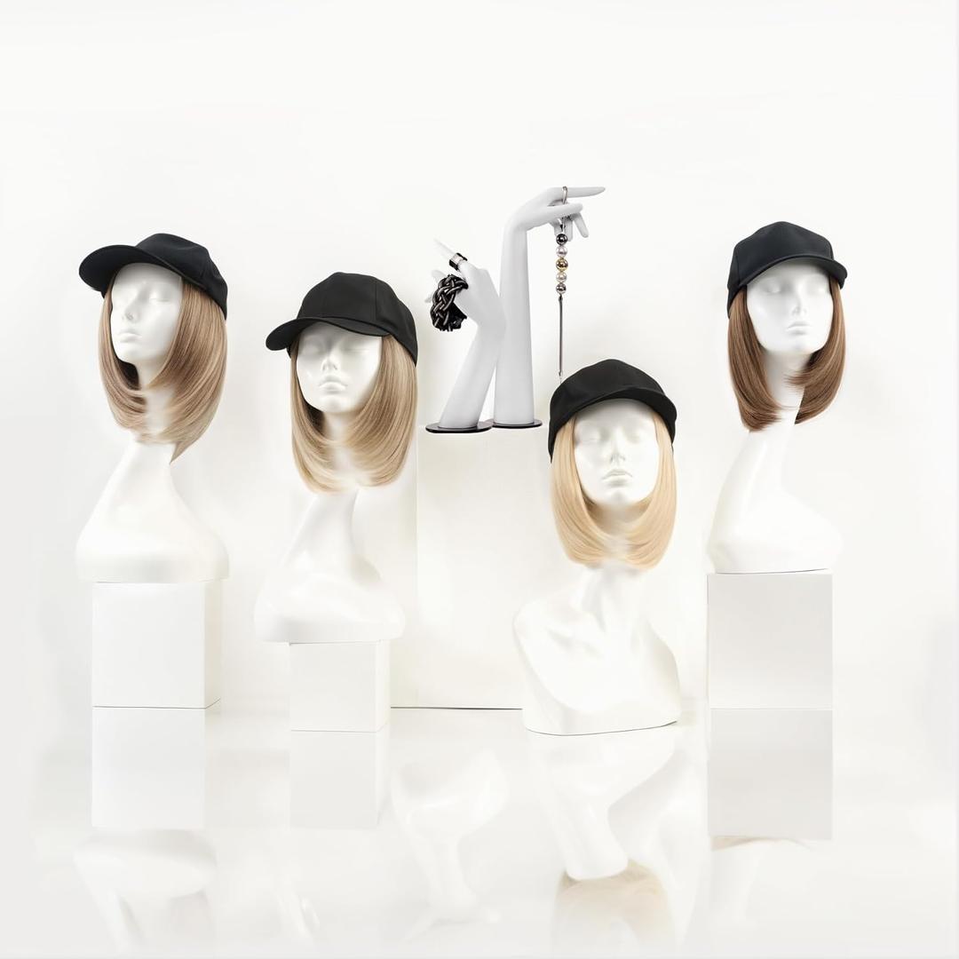 Hairro Hat With Hair Attached Synthetic Baseball Ball Cap Hair Wig 6" 150g #16P613