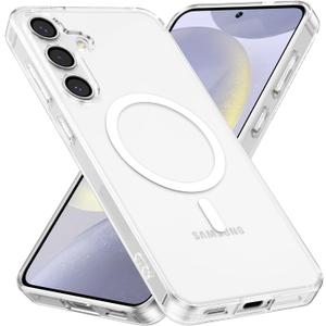 RALEAVO for Samsung Galaxy S24 Plus Case Clear Magnetic Phone Case [Compatible with MagSafe] Slim Transparent Acrylic Hard Back Military Drop Protection Phone Cover,Clear