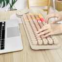 Keyboard Mouse Wireless, Slim Compact Silent 2.4G Cute 84 Keys Keyboard for PC, Notebook, MacBook, Tablet, Laptop, Windows System Coffee