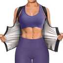Junlan Sauna Suit for Women Waist Trainer Vest for Women Sweat Tank Top Shaper for Women with Zipper (Large, Black)