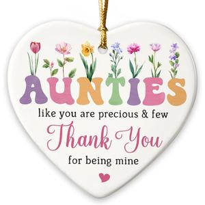 5 x Auntie Ornament 2025 - Auntie Christmas Ornament, Gifts for Aunt from Niece, Nephew for Aunts, Sister - Ceramic Ornaments Xmas Decoration Idea for Great Aunt