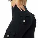 RXRXCOCO Women 2 Piece Workout Sets Flare Leggings with Pockets Butt Lifting High Waisted Cargo Gym Yoga Sets Pilates Outfits (Black, S)