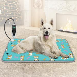 GOLOPET Large Dog Heating Pad 34x21in with Smart Thermostat Switch and Power Line Protection Tube,Obtained MET and UL Dual Certification,Waterproof Pet Pad, Suitable for Dogs of All Ages-Blue