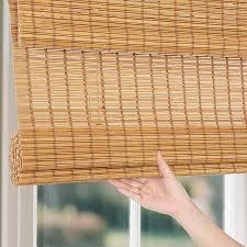 Bamboo Roman Shades Blinds for Indoor Windows, Cordless Woven Wood Shade