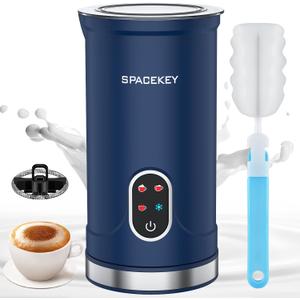 Spacekey Milk Frother, 4-in-1 Milk Frother and Steamer, Auto Shut-off Hot & Cold Foam Maker with Mute Mode, Temperature Control Electric Milk Frother for Coffee, Latte, Cappuccino, Macchiatos