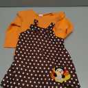 Noubeau Toddler Baby Girl Thanksgiving Outfits Ruffle Sleeve Ribbed Top+Turkey Dot Overalls Suspender Dress Winter Clothes 12-18M