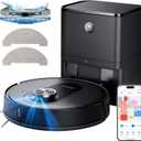 Proscenic Q8 Max Robot Vacuum Mop with Self-Empty Station, 6000Pa 200Min Robotic Vacuum with Lidar Navigation, 5 Real-Time Mapping, WiFi/Alexa/APP Remote Control Robot Hoover for Floor Carpet Pet Hair (Black)