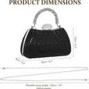 Rhinestones Evening Bag for Women, Shiny Sequin Evening Clutch Wedding Purse for Bride Party Formal, Black