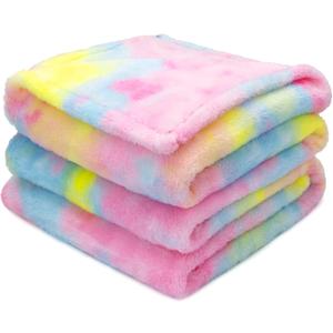 MUGD Soft Blankets Fleece Soft Fuzzy Throw Blanket Kids Warm Throw Blanket for Bed (Baby(40"x50"/ 100x130cm), Multi Rainbow)