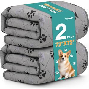 FURWEY 2 Pack Extra Large 72"X72" Washable Pee Pads for Dogs Super Absorbent Dog Training Pads Non-Slip Waterproof Pet Training Pads Mats Whelping Pads for Dogs Cats Puppy