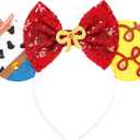 YUNISS Mouse Ear Headbands,Sparkle Mouse Ears Headband for Women Girls Cartoon Princess Costume Cosplay Decoration (Jessie Hat A)