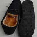 LA PLAGE Men's Moccasin Slippers Memory Foam Warm Plush House Slippers, Indoor Outdoor Comfortable Winter House Shoes (12)