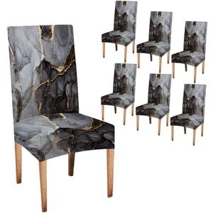 CAPSCEOLL Marble Black Gray Dining Chair Covers Set of 6,Stretch Parsons Chair Slipcovers Universal Removable Washable Parson Chair Covers for Dining Room,Living Room,Kitchen