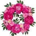 WELL KNOWN Wreaths for Front Door, 22" Spring Flower Wreath, Silk Peony Wreath as Porch Decor, Pink Artificial Flower Wall Hanging Home Party Wedding Shop Hotel Office Fire Place Seasonal Decor & Gift