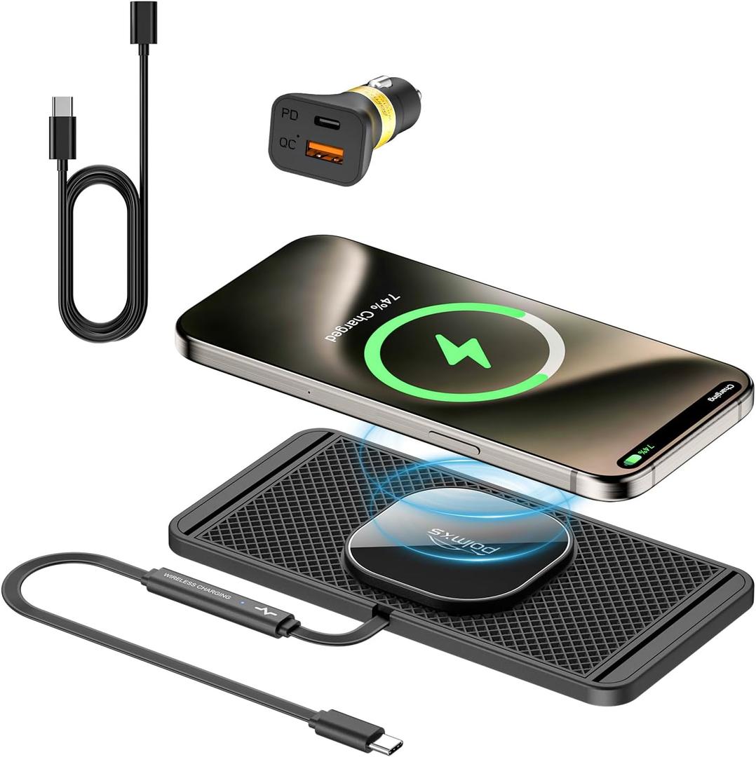 POLMXS Magnetic Wireless Charger car Fast Charging pad Wireless Phone Charger Cell Phone Cordless Charging Compatible with iphone12/13/14/15/16 Series Airpods(C1MAG)