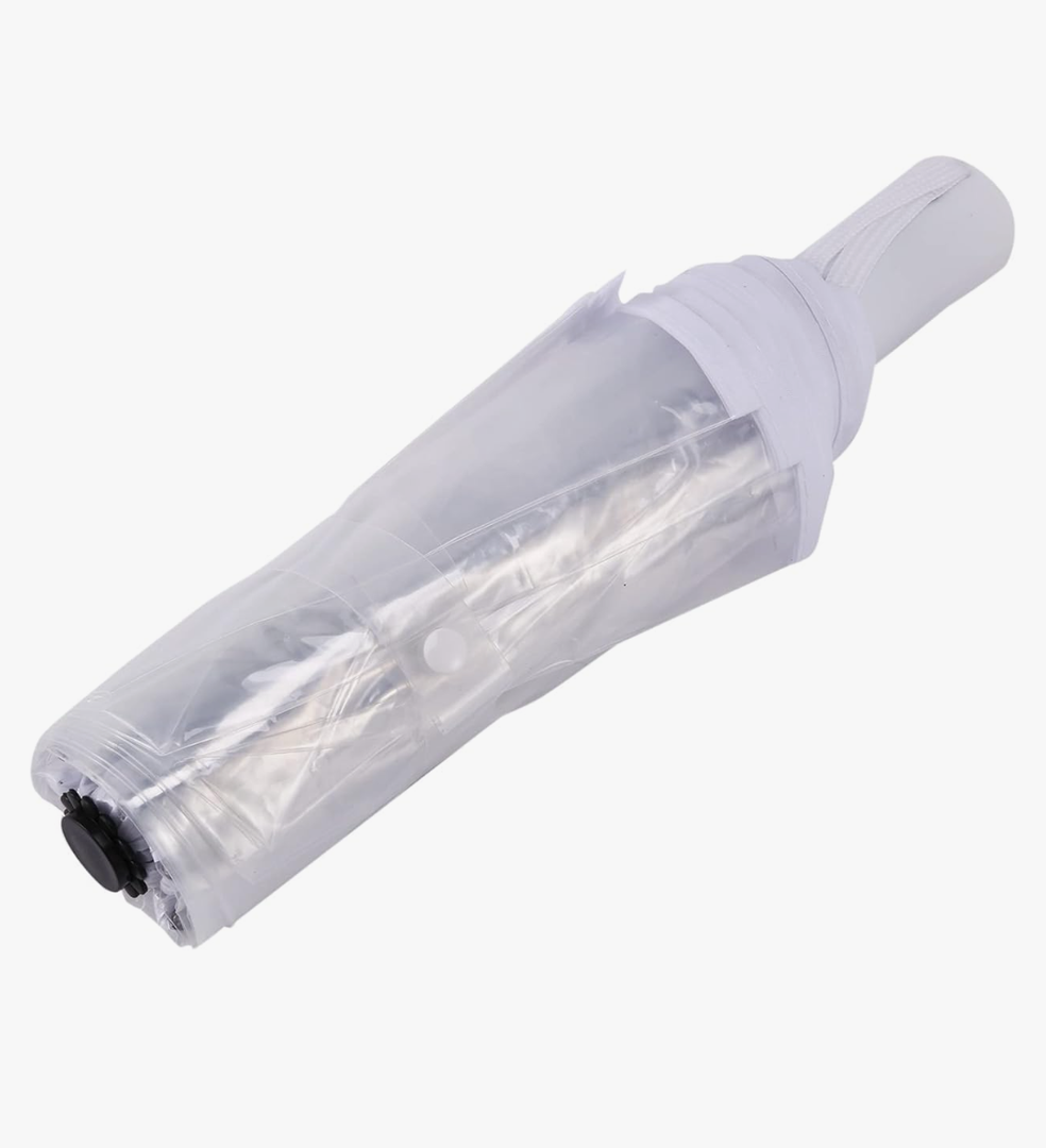 ransparent Umbrella Automatic Umbrella Women Men Umbrella Folding Windproof Style Clear Umbrella,Transparent & White Border