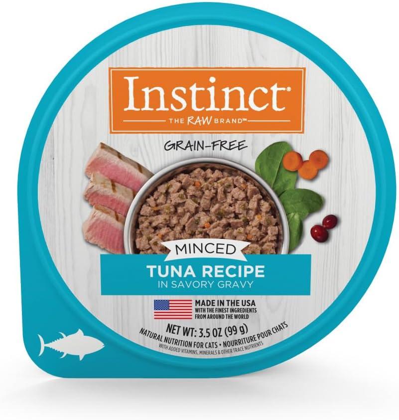 Instinct Original Minced Natural Wet Cat Food, Grain Free Recipe - Real Tuna, 3.5 oz. Cups (Pack of 12), Best By: 25 Aug 2027