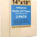 Unfinished Birch Wood Canvas Panels Kit, Falling in Art 2 Pack of 14x18 Studio 3/4 Deep Cradle Boards for Pouring Art, Crafts, Painting, and More