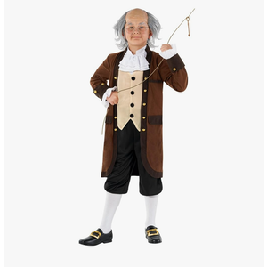 Morph Benjamin Franklin Costume Kids Colonial Founding Father Outfit for Presidents Day Celebrations, M