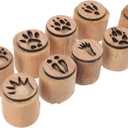 NUOBESTY Round Wooden Paw Print Stamp Set - Decorative Woodland Animal Stamps - Mini Handmade