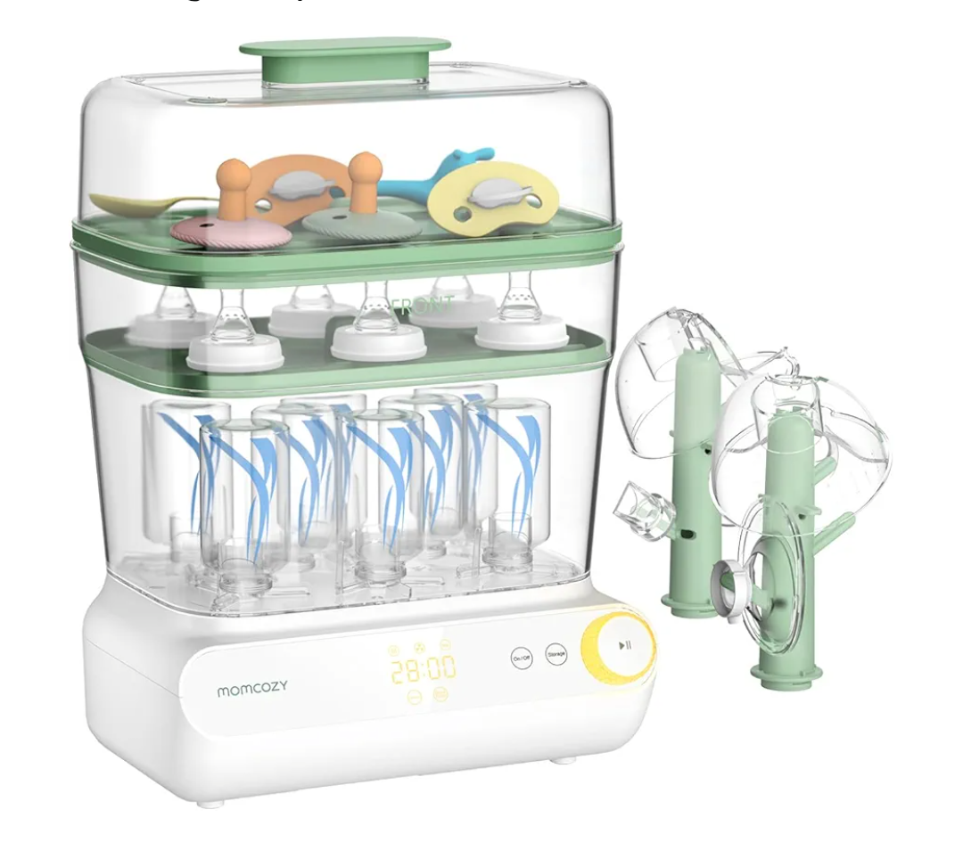 Momcozy 3 Layers Large Bottle Sterilizer and Dryer, Fast Sterilize and Dry, Universal Bottle Sterilizer for All Bottles & Breast Pump Accessories, Touch Screen & Auto-Off Bottle Sanitizer