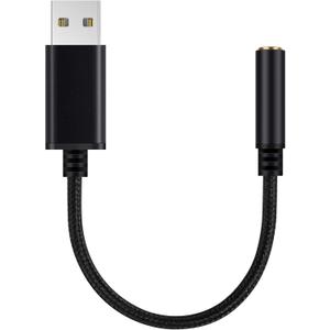 USB to 3.5 mm Jack Audio Headset Adapter Cable 0.6 Feet,External Stereo Sound Card Supported USB to TRRS 4-Pole aux Port Headphones, Plug connectors Compatible with Laptop,PC, Mac, PS4 etc (Black)