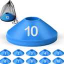 10 Pcs Numbered Sports Disc Cone with Mesh Carry Bag (Blue)