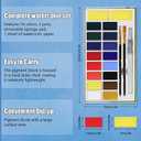 4 x 16 Colors Large Block Watercolor Paint Set for Watercolors Workbook, Portable Water Colors Paint Kit with 2 Paintbrushes 1 Waterbrush, for Adult Painting Beginners & Professional Amateur Hobbyists, 16 Count