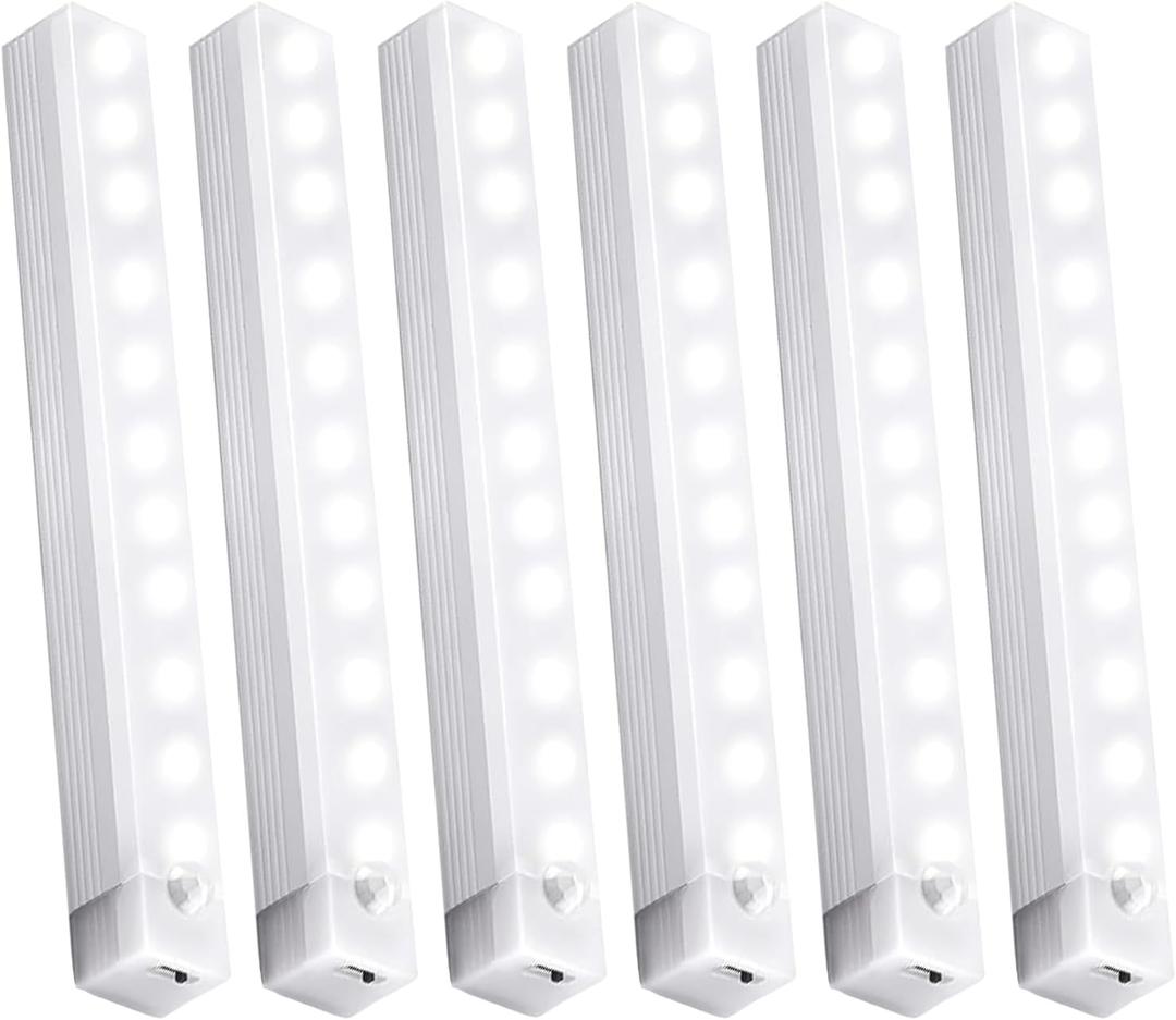 6 Pack Under Cabinet Light,Motion Sensor Rechargeable LED Lights with Magnetic,Indoor Wireless Closet Lights for Kitchen, Cabinet,Stairs (Small)