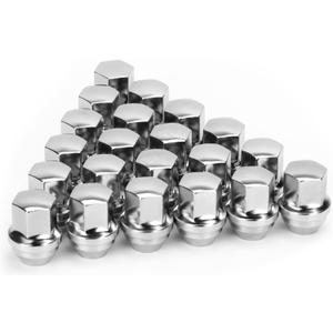 14x1.5 OEM Factory Style Large Acorn Seat Wheel Lug Nuts, 20 PCS M14x1.5 Closed End One-Piece Lugnuts for Grand Cherokee/Wrangler/Mustang/Camaro/RAM 1500 (Silver)