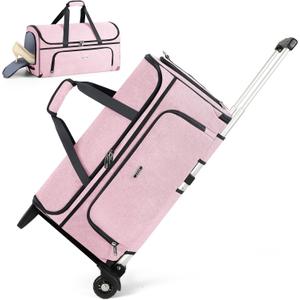 Garment Bags with Wheels, Garment Convertible Weekender Bags, Large Garment Bags for Travel, Duffle Luggage Bag Garment Bag (Pink, Medium)