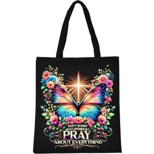 2 x Christian Inspirational Butterfly Library Bag Gifts for Mom, Christmas Religious Mental Health Jesus Gift for Women