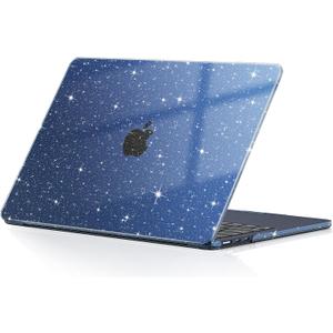 EooCoo Case Compatible with MacBook Air 13 inch M5 2026-2022 M4 M3 M2 A3449 A3240 A3113 A2681, Hard Shell Scratch Resistant Protective Cover Compatible for MacBook Air 13.6 inch, Sparkly Midnight