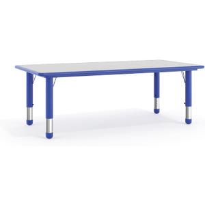 Flash Furniture Wren Adjustable Classroom Activity Table for School and Home, Plastic Activity Table for Kids, 23.625" W x 47.25" L, Gray/Blue, Set of 1
