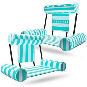2 Packs Inflatable Pool Chair Float for Adults, 2 Packs Heavy Duty Inflatable Swimming Pool Lounges, Blow up Floating Hammock Water Chair for Summer Beach Lake Party