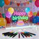 LED Note Board with 7 Colors, Lumiboard Drawing Board, 3 Modes & 7 Colors, Light Up Dry Erase Boards with 12 Markers, Soft Cloth, Hanging Chain, Writing Board for Home/Office/Decor