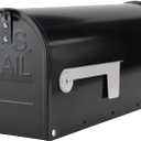 Black Post-Mount Mailboxes for Outside, RAINHOL Metal Mailbox, Galvanized Steel Outside Mail Boxes, Medium Capacity, 19 x 8.7 x 6.7 Inches (Black(grey Flag))