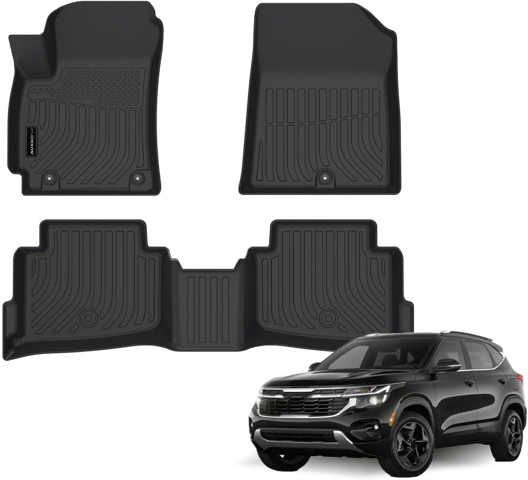 Auxko All Weather Floor Mats for Kia Seltos 2024 2025 2026 TPE Liners All Season Accessories Guard Odorless Anti-Slip Floor Liners for Kia Seltos 2024 2025 2026
