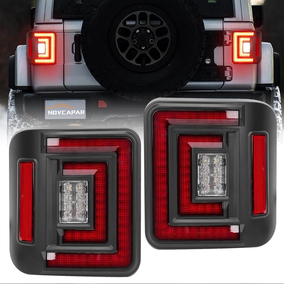 Flush Mount LED Tail Lights with Brake Light Reverse Light Turn Signal Lamp Running Light Fit for Jeep Wrangler JL 2018 2019 2020 2021 2022 2023 2024 2025, 2PCS