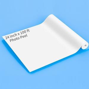 RCdepot1-1 x 24 inch x 100 ft Matte Photo Peel sticker paper roll Printable Adhesive Vinyl Waterproof 2 inch core, Inkjet print signs and Stick decal labels stickable PVC diy school