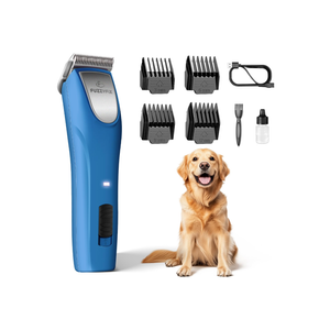 Pet Grooming Kit for Thick Curly Matted Coats - Low Noise Heavy Duty Cordless Hair Trimmer with Detachable Metal Blade